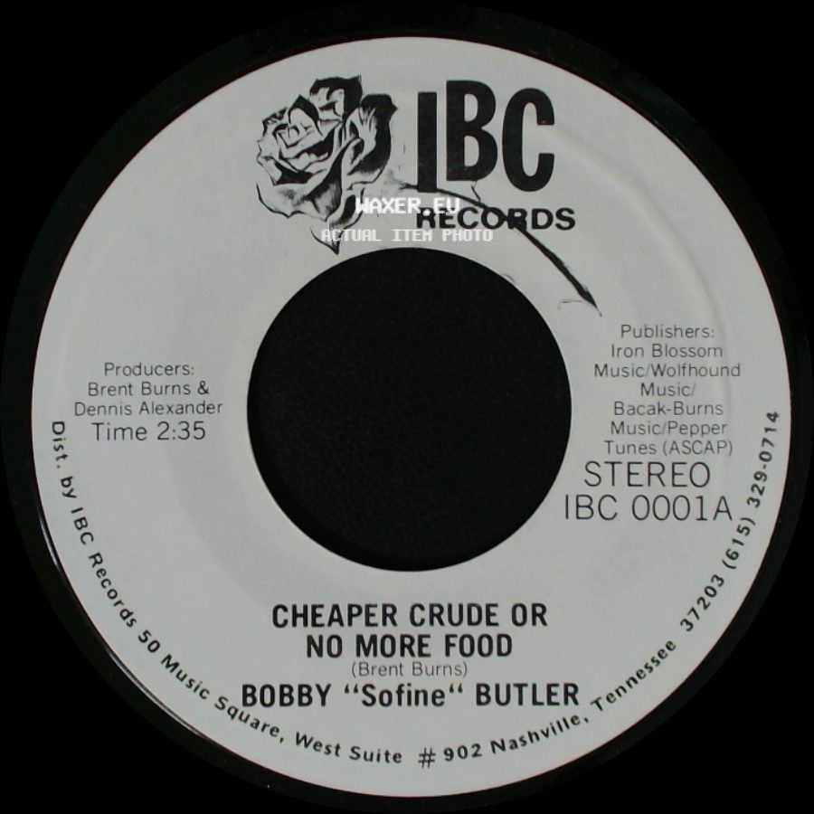 Bobby "Sofine" Butler - Bobby's (Nervous) Breakdown / Cheaper Crude Or No More Food side B