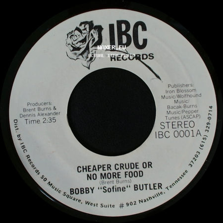 Bobby "Sofine" Butler - Bobby's (Nervous) Breakdown / Cheaper Crude Or No More Food side B