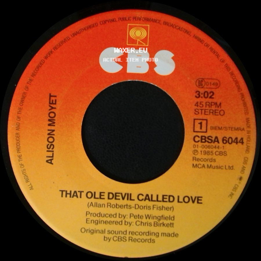 Alison Moyet - That Ole Devil Called Love / Don't Burn Down The Bridge side A