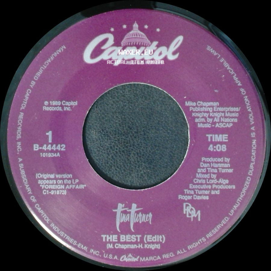 Tina Turner - Undercover Agent For The Blues / The Best (Edit) side B