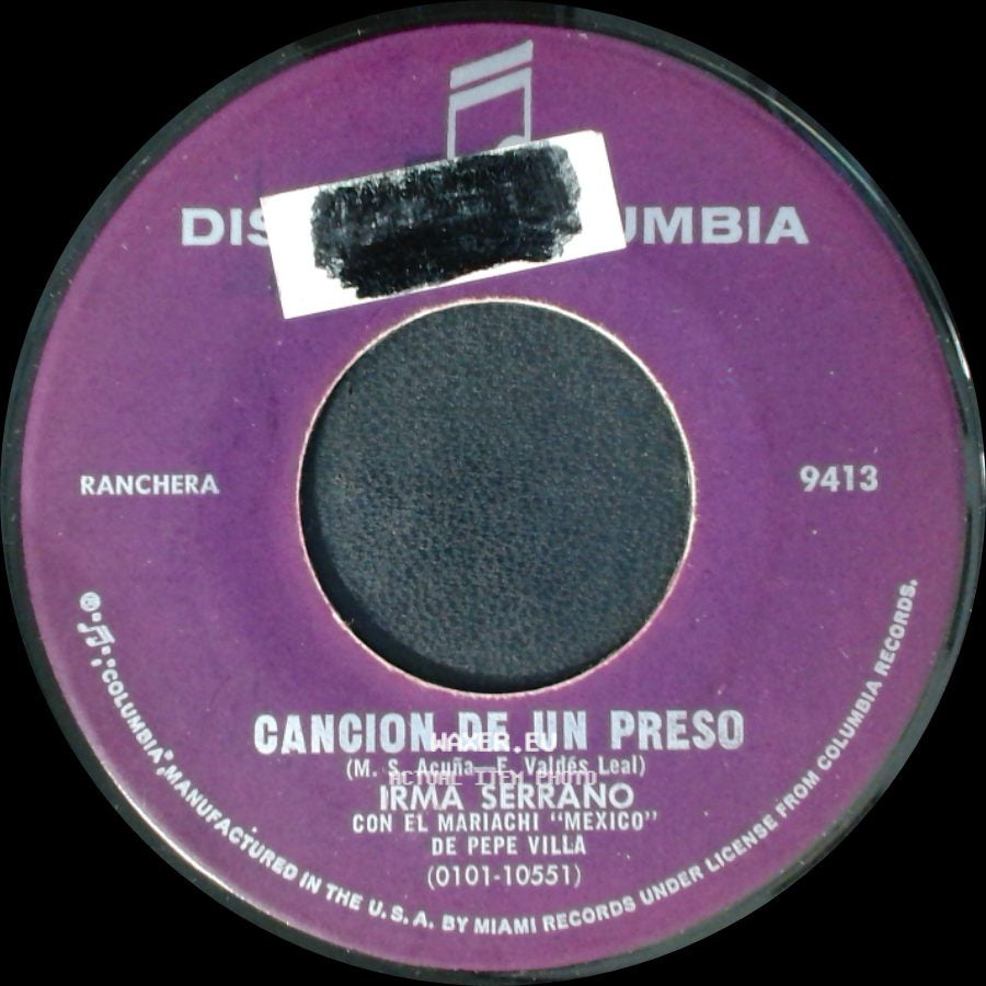 Irma Serrano - Cancion De Un Preso / Con Fecha Del Mañana side A
