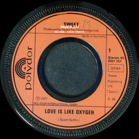 Sweet - Love Is Like Oxygen / Cover Girl side A