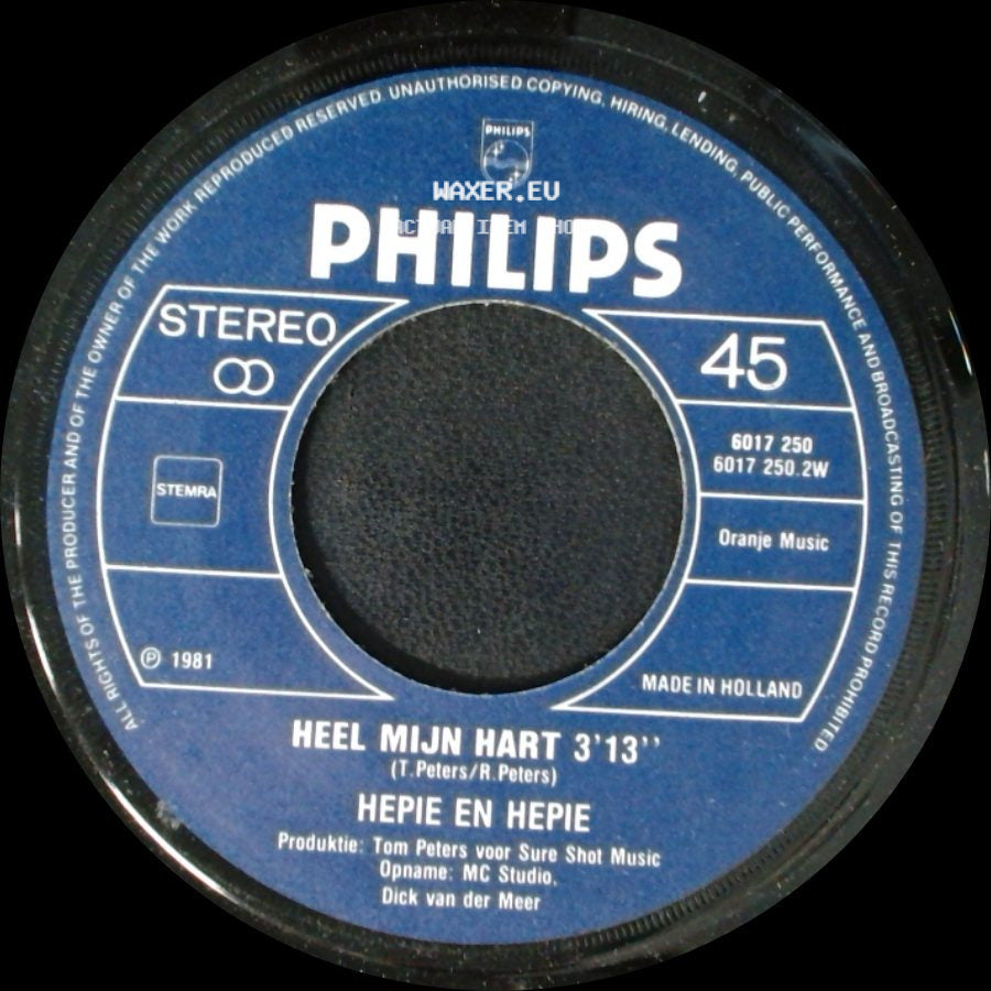Hepie En Hepie - Heel Mijn Hart / Ik Heb Alleen Nog Maar Die Foto side A