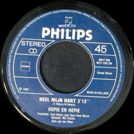 Hepie En Hepie - Heel Mijn Hart / Ik Heb Alleen Nog Maar Die Foto side A