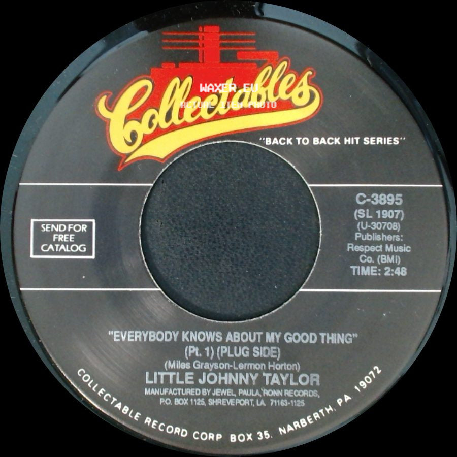 Little Johnny Taylor - Everybody Knows About My Good Thing (Pt. 2) / Everybody Knows About My Good Thing (Pt. 1) (Plug Side) side B
