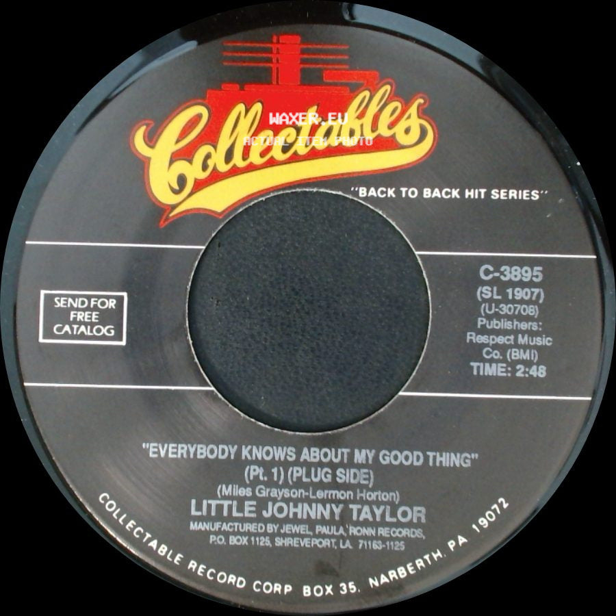 Little Johnny Taylor - Everybody Knows About My Good Thing (Pt. 2) / Everybody Knows About My Good Thing (Pt. 1) (Plug Side) side B