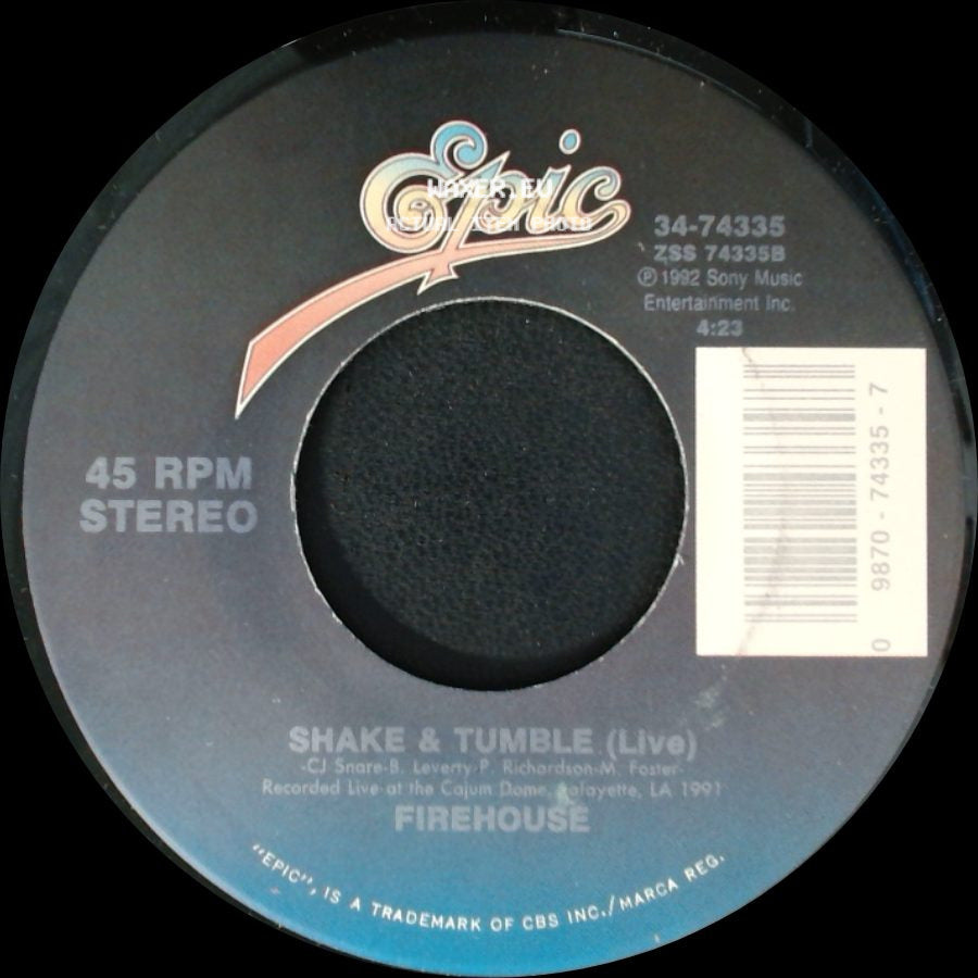 Firehouse - Reach For The Sky / Shake & Tumble (Live) side B
