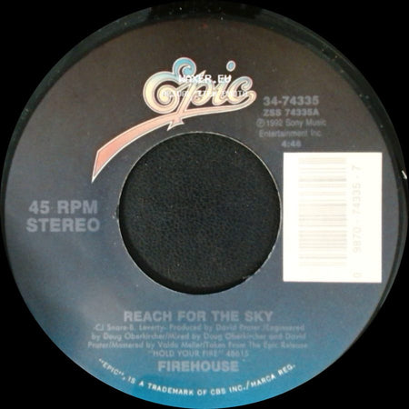Firehouse - Reach For The Sky / Shake & Tumble (Live) side A