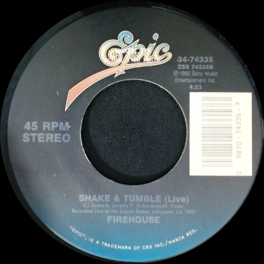 Firehouse - Reach For The Sky / Shake & Tumble (Live) side B