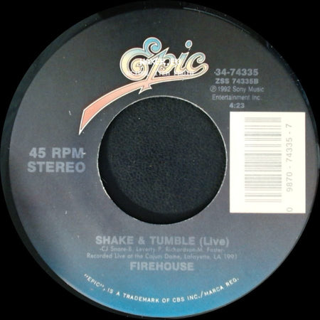 Firehouse - Reach For The Sky / Shake & Tumble (Live) side B