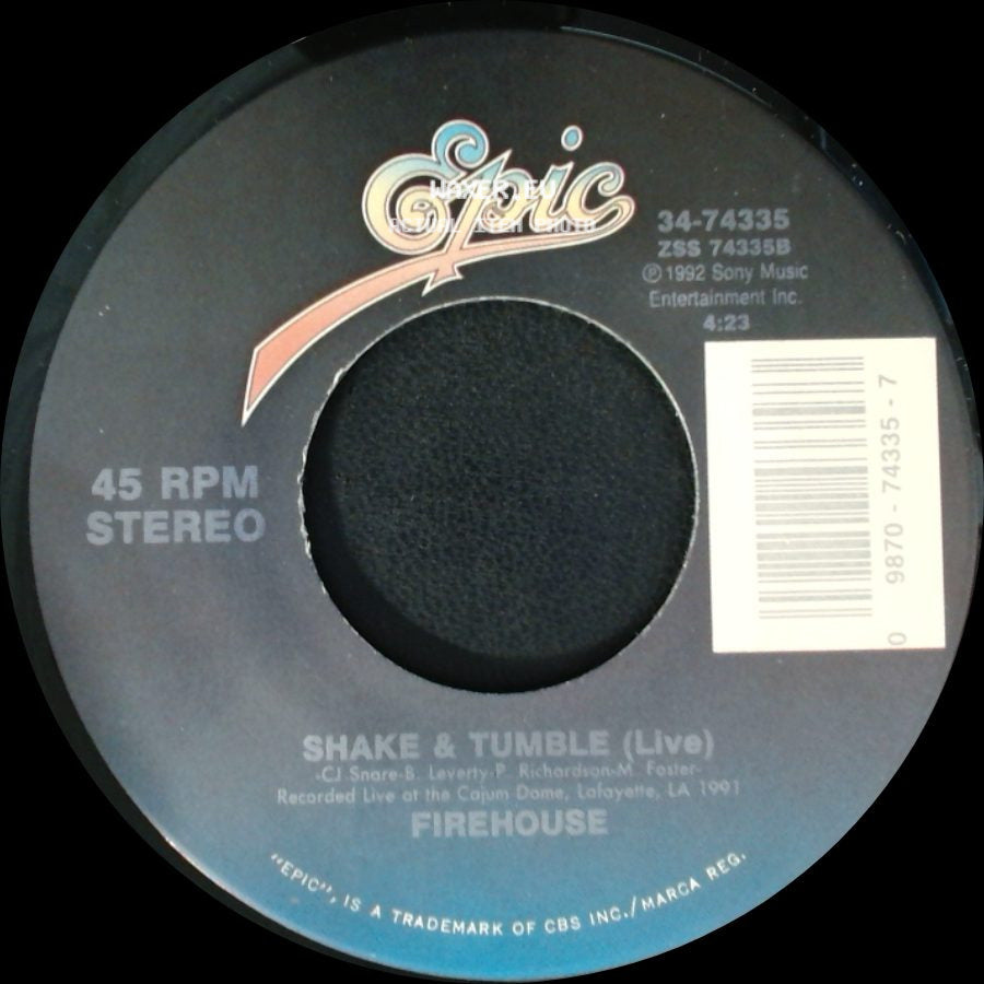 Firehouse - Reach For The Sky / Shake & Tumble (Live) side B