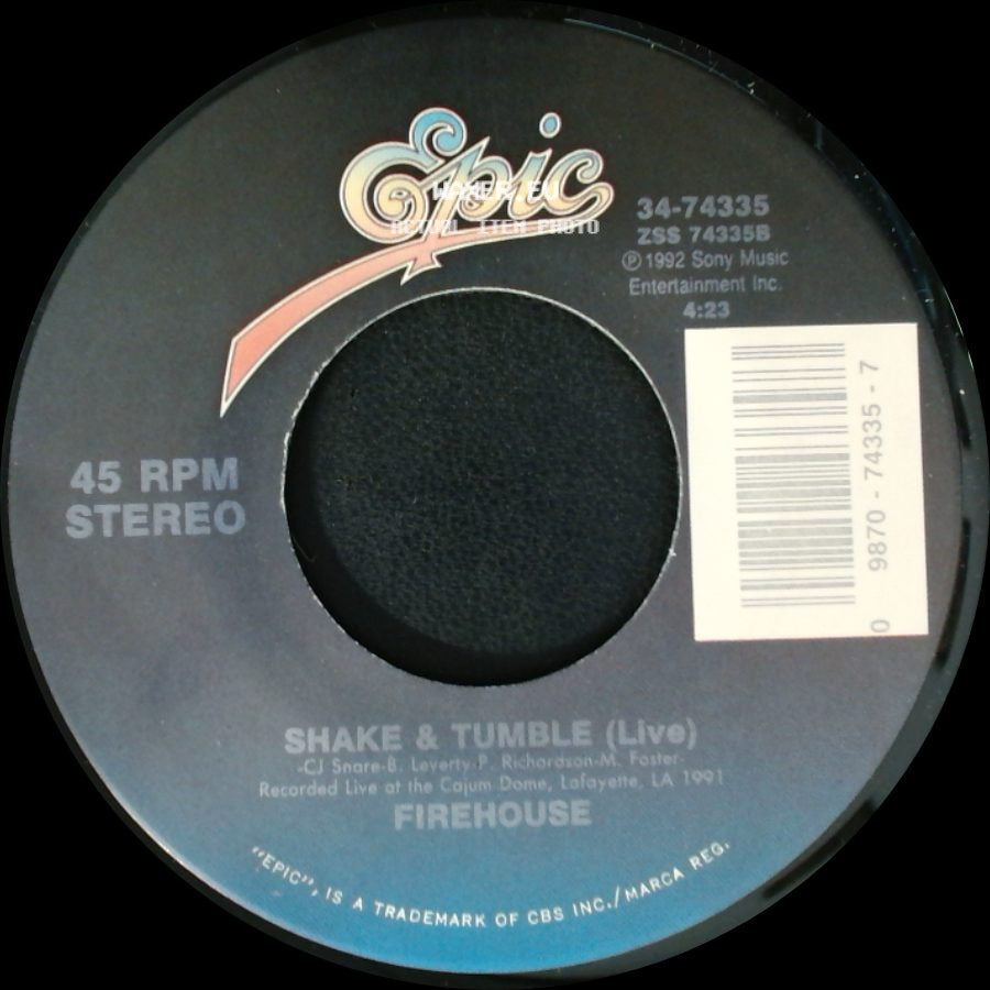 Firehouse - Reach For The Sky / Shake & Tumble (Live) side B