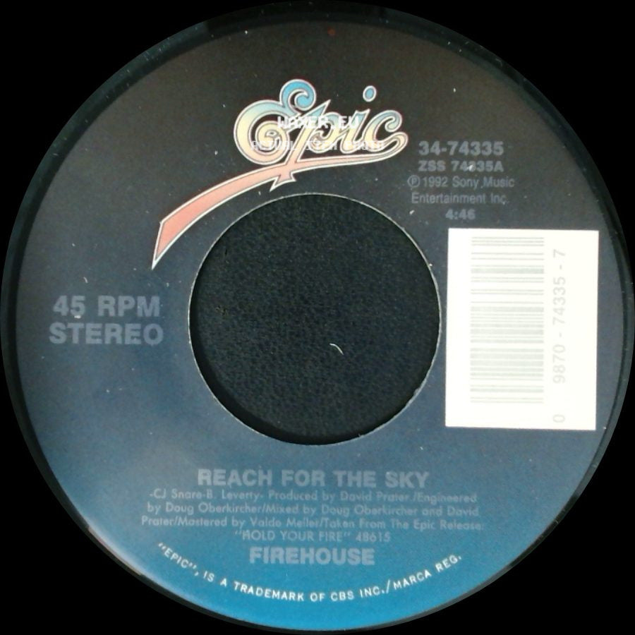 Firehouse - Reach For The Sky / Shake & Tumble (Live) side A