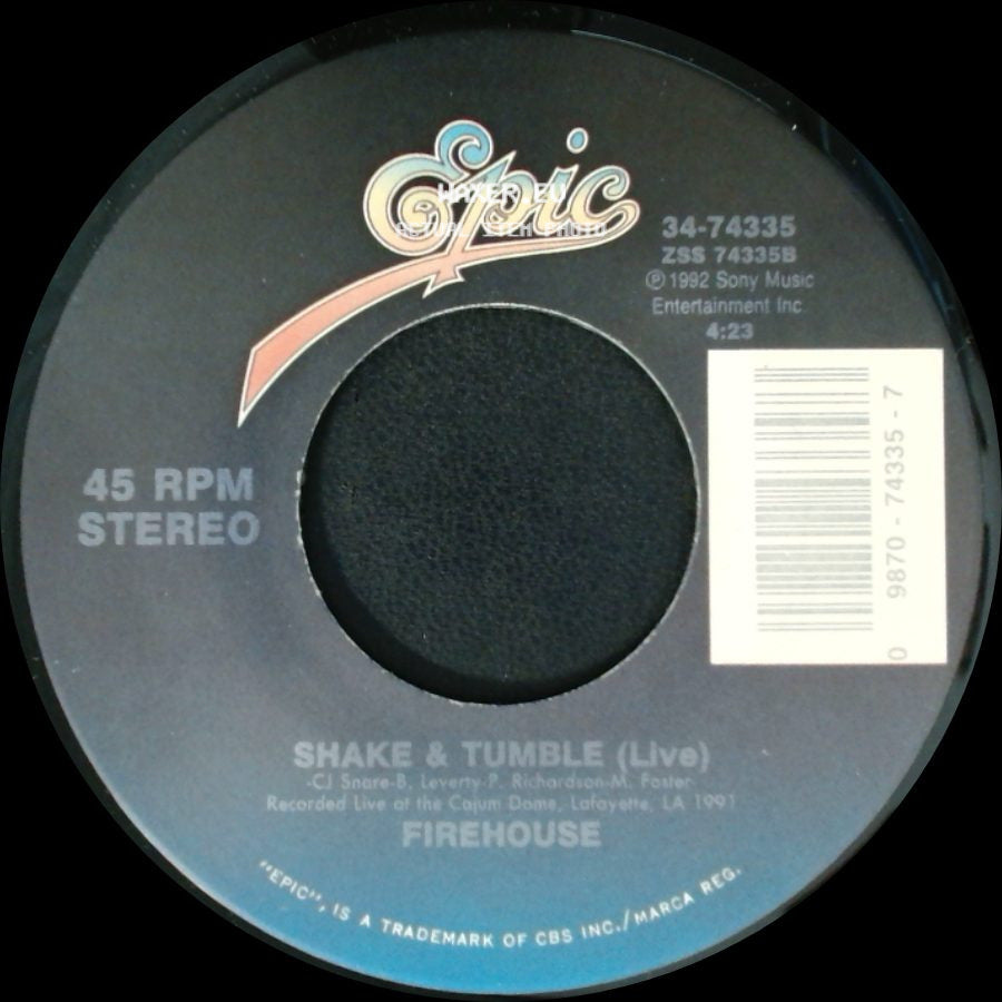 Firehouse - Reach For The Sky / Shake & Tumble (Live) side B