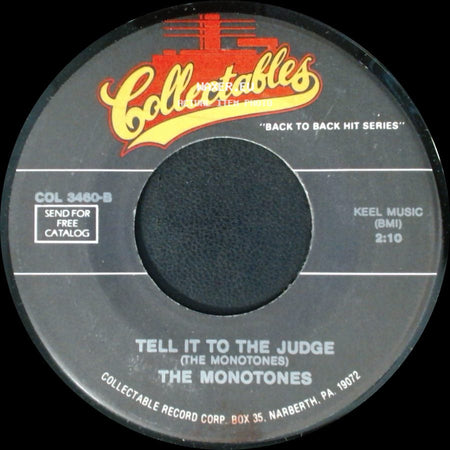 The Monotones - Tell It To The Judge / The Legend Of Sleepy Hollow side A
