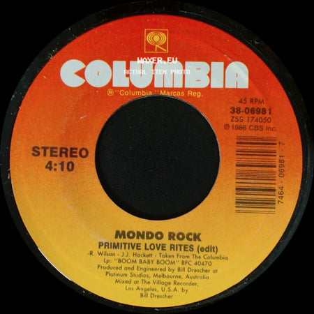 Mondo Rock - Under Lights / Primitive Love Rites (Edit) side B