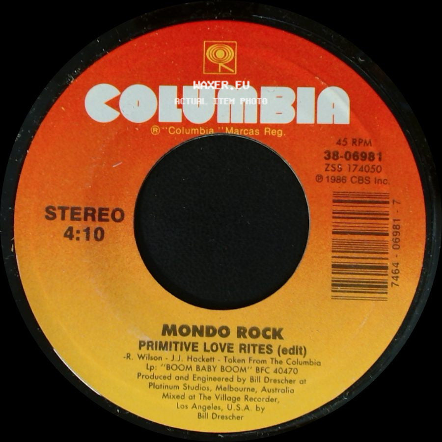 Mondo Rock - Under Lights / Primitive Love Rites (Edit) side B