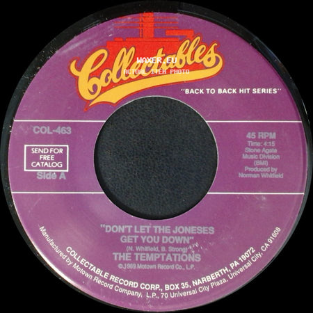 The Temptations - Don't Let The Joneses Get You Down / Ball Of Confusion (That's What The World Is Today) side A