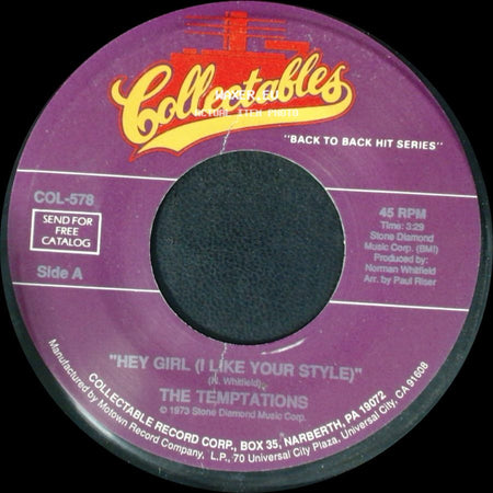 The Temptations - Hey Girl (I Like Your Style) / Let Your Hair Down side A