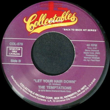 The Temptations - Hey Girl (I Like Your Style) / Let Your Hair Down side B