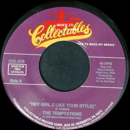 The Temptations - Hey Girl (I Like Your Style) / Let Your Hair Down side A