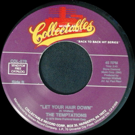 The Temptations - Hey Girl (I Like Your Style) / Let Your Hair Down side B