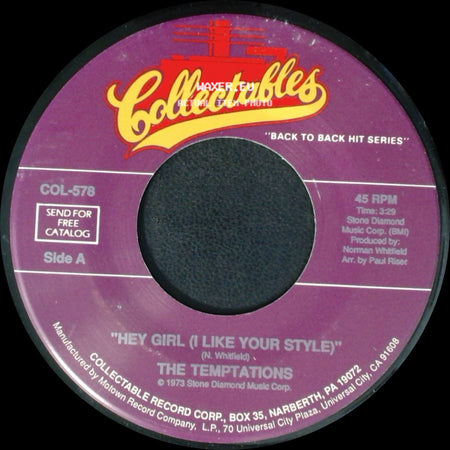 The Temptations - Hey Girl (I Like Your Style) / Let Your Hair Down side A