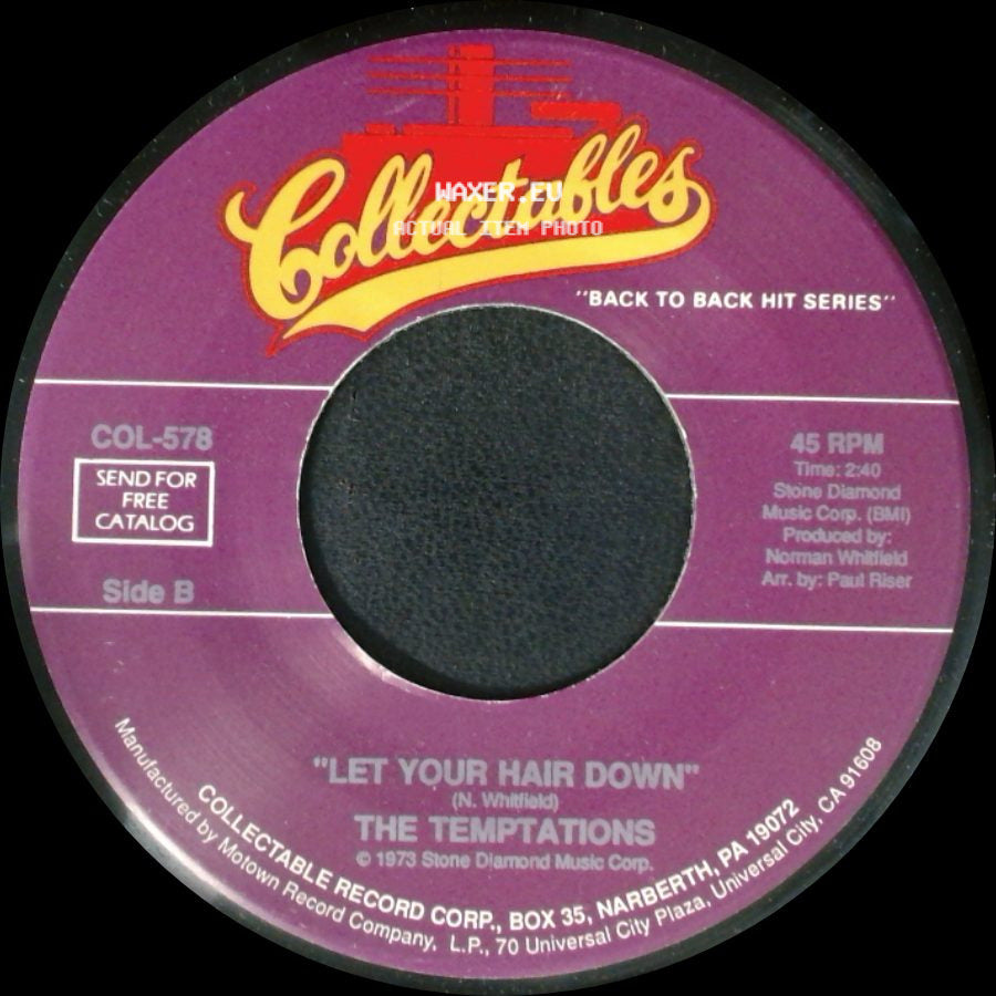 The Temptations - Hey Girl (I Like Your Style) / Let Your Hair Down side B