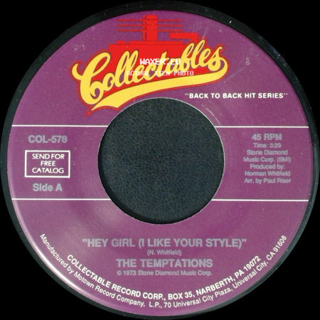 The Temptations - Hey Girl (I Like Your Style) / Let Your Hair Down side A