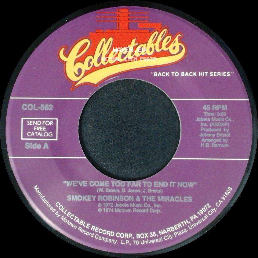 Smokey Robinson & The Miracles - We've Come Too Far To End It Now / I Can't Stand To See You Cry side A