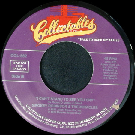 Smokey Robinson & The Miracles - We've Come Too Far To End It Now / I Can't Stand To See You Cry side B