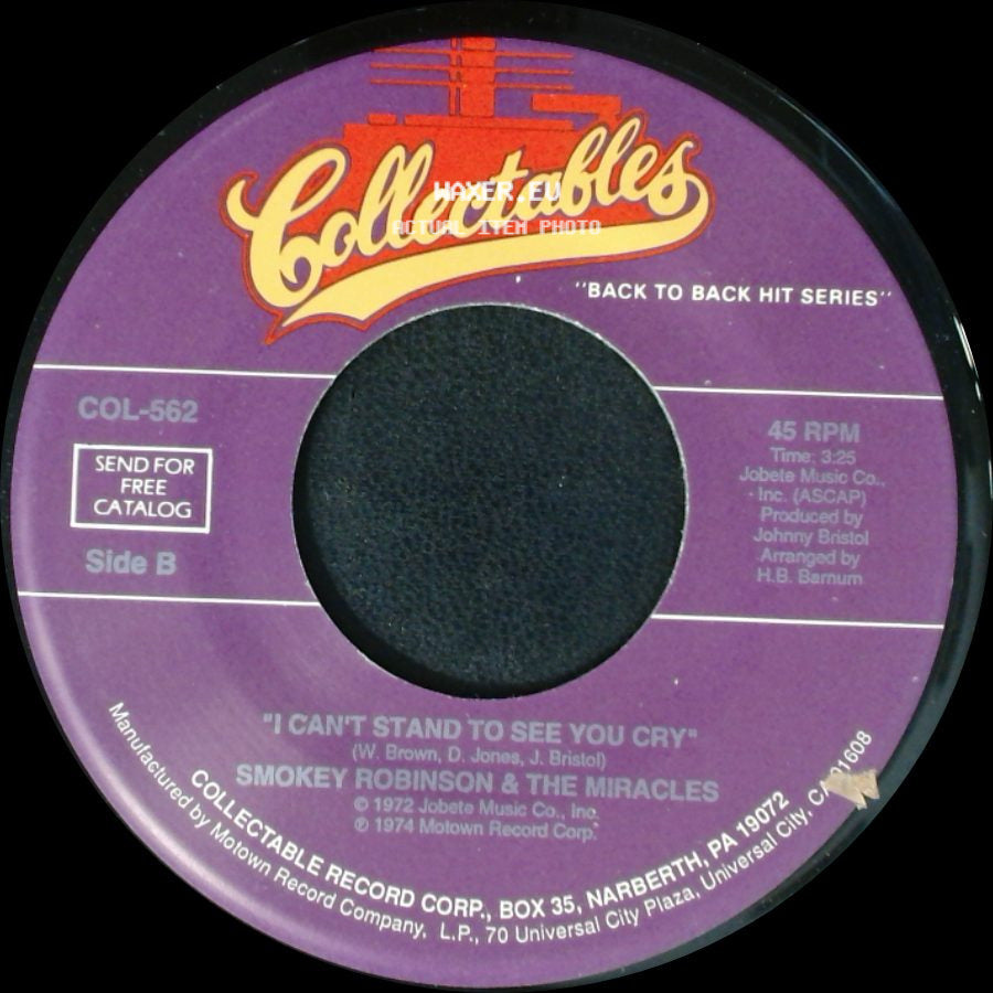 Smokey Robinson & The Miracles - We've Come Too Far To End It Now / I Can't Stand To See You Cry side B