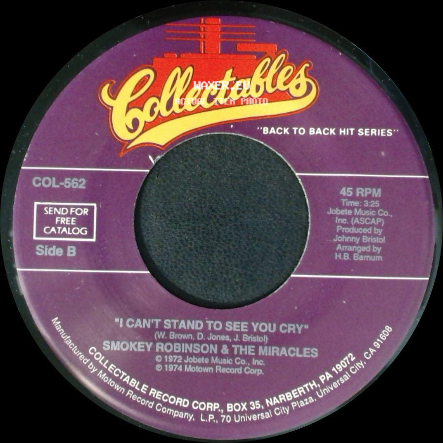 Smokey Robinson & The Miracles - We've Come Too Far To End It Now / I Can't Stand To See You Cry side B