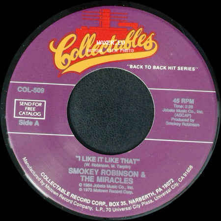 Smokey Robinson & The Miracles - I Like It Like That / I Gotta Dance To Keep From Crying side A