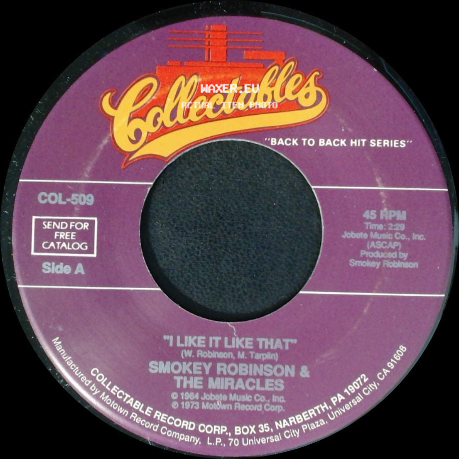 Smokey Robinson & The Miracles - I Like It Like That / I Gotta Dance To Keep From Crying side A