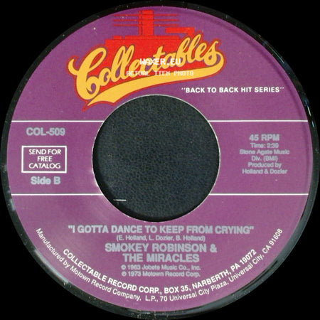 Smokey Robinson & The Miracles - I Like It Like That / I Gotta Dance To Keep From Crying side B