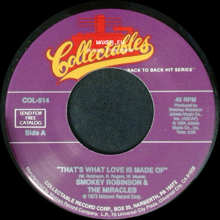 Smokey Robinson & The Miracles - That's What Love Is Made Of / The Love I Saw In You Was Just A Mirage side A