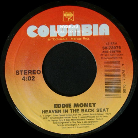 Eddie Money - Fire And Water / Heaven In The Back Seat side B