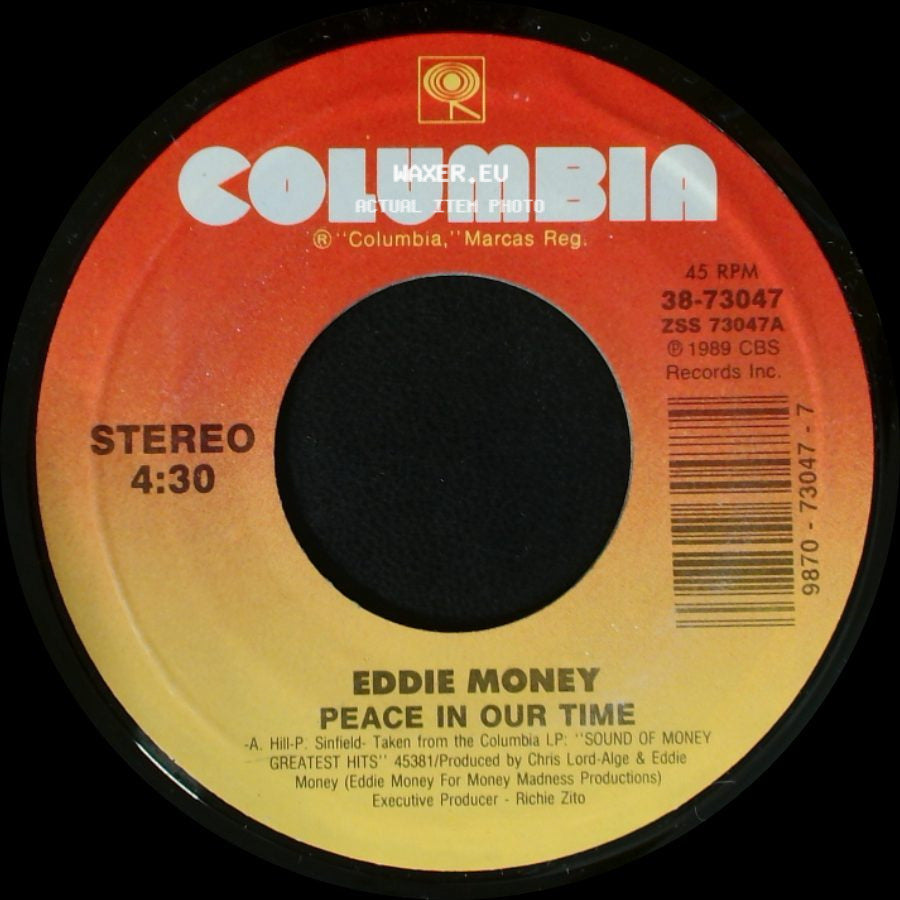 Eddie Money - Where's The Party? (Live Version) / Peace In Our Time side B