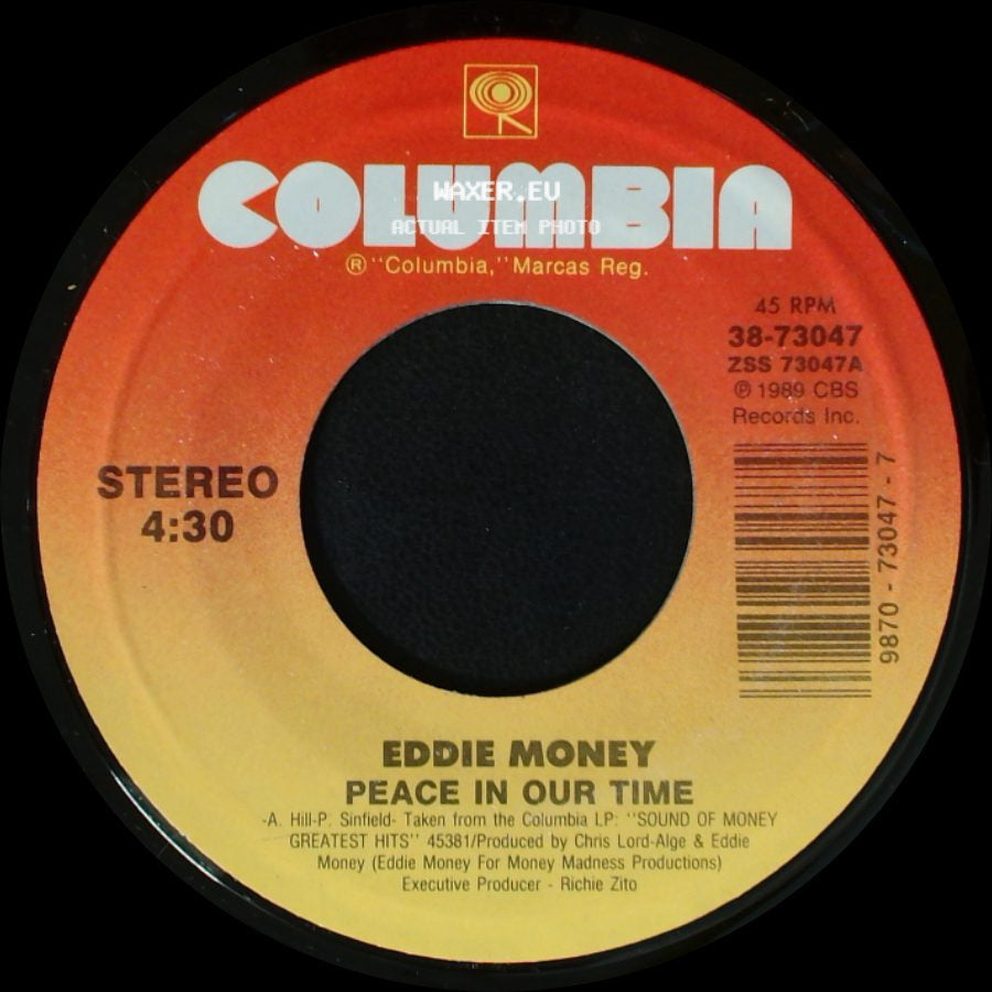 Eddie Money - Where's The Party? (Live Version) / Peace In Our Time side B