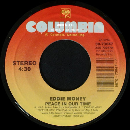 Eddie Money - Where's The Party? (Live Version) / Peace In Our Time side B