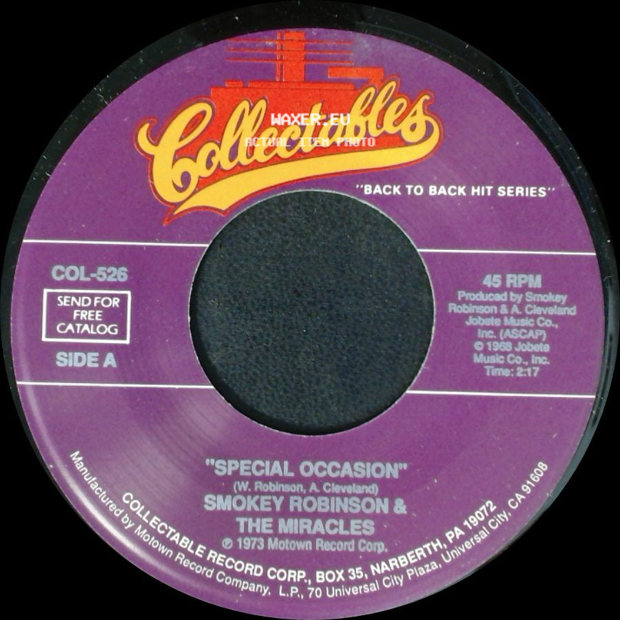 Smokey Robinson & The Miracles - Special Occasion / Yester Love side A