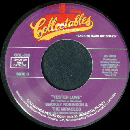 Smokey Robinson & The Miracles - Special Occasion / Yester Love side B