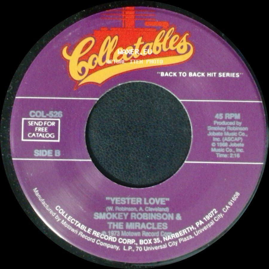 Smokey Robinson & The Miracles - Special Occasion / Yester Love side B