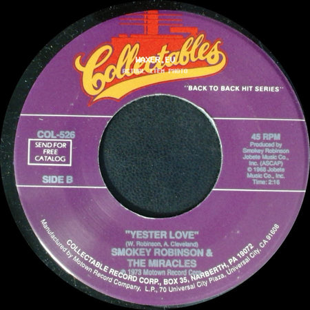 Smokey Robinson & The Miracles - Special Occasion / Yester Love side B