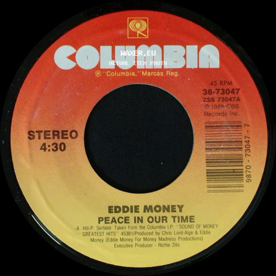 Eddie Money - Where's The Party? (Live Version) / Peace In Our Time side B
