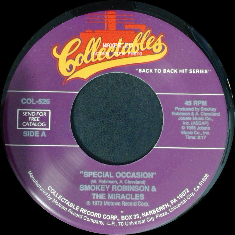 Smokey Robinson & The Miracles - Special Occasion / Yester Love side A