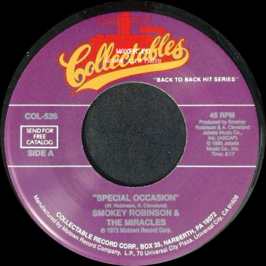 Smokey Robinson & The Miracles - Special Occasion / Yester Love side A