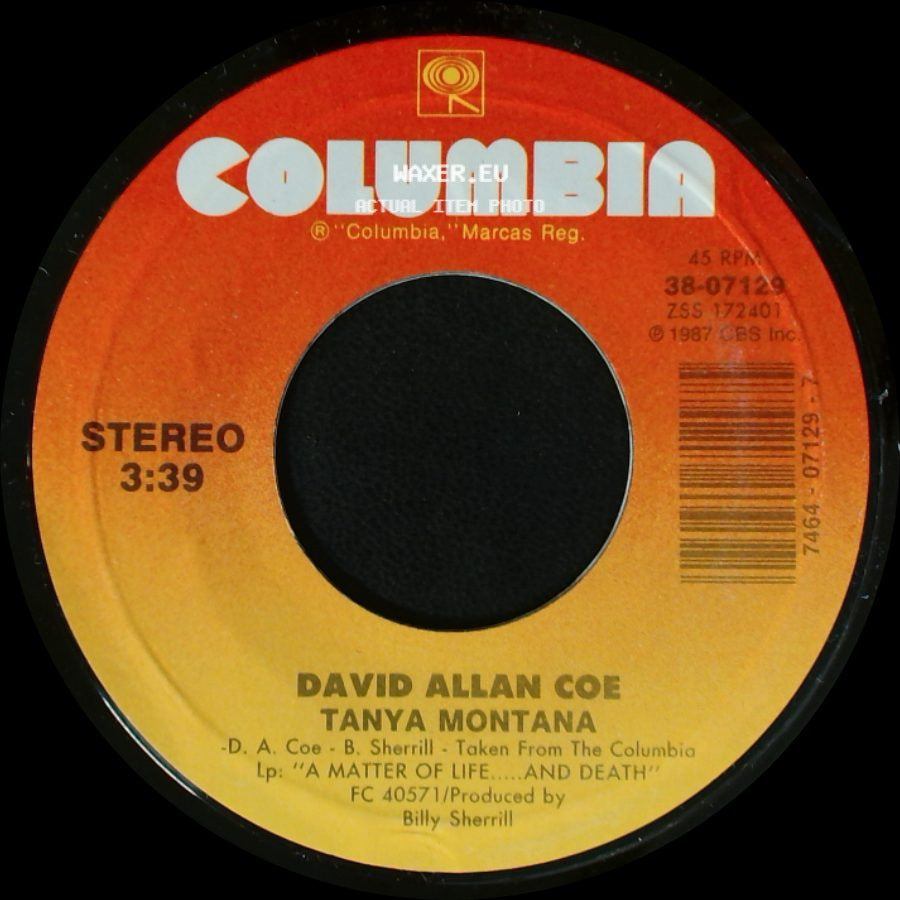 David Allan Coe - The Ten Commandments Of Love / Tanya Montana side B