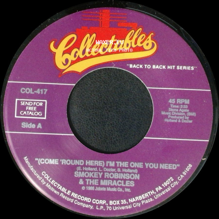 Smokey Robinson & The Miracles - (Come 'round Here) I'm The One You Need / More Love side A